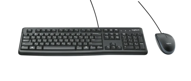920-002562 - LOGI MK120 Corded Keyboard and Mouse Combo spill resistant - Logitech Desktop MK120, Standard, Wired, USB, QWERTY, Black, Mouse included