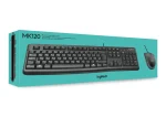 920-002562 - LOGI MK120 Corded Keyboard and Mouse Combo spill resistant - Logitech Desktop MK120, Standard, Wired, USB, QWERTY, Black, Mouse included