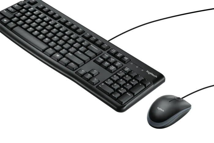 920-002562 - LOGI MK120 Corded Keyboard and Mouse Combo spill resistant - Logitech Desktop MK120, Standard, Wired, USB, QWERTY, Black, Mouse included