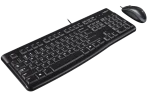 920-002562 - LOGI MK120 Corded Keyboard and Mouse Combo spill resistant - Logitech Desktop MK120, Standard, Wired, USB, QWERTY, Black, Mouse included