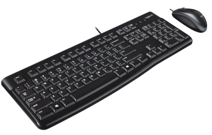 920-002562 - LOGI MK120 Corded Keyboard and Mouse Combo spill resistant - Logitech Desktop MK120, Standard, Wired, USB, QWERTY, Black, Mouse included