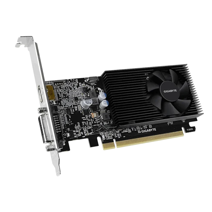 GIGABYTE nVidia GeForce GT 1030 - 2GB GDDR4; 64-Bit Memory Bus; PCI Express 2.0; 1x Dual-Link DVI-D; 1x HDMI; Low Profile - Gigabyte GV-N1030D4-2GL, GeForce GT 1030, 2 GB, GDDR4, 64 bit, 4096 x 2160 pixels, PCI Express x16 3.0