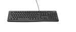 920-002508 - LOGI K120 Corded Keyboard plug and play USB connection spill resist. - Logitech K120 Corded Keyboard, Full-size (100%), Wired, USB, QWERTY, Black