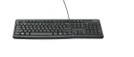 920-002508 - LOGI K120 Corded Keyboard plug and play USB connection spill resist. - Logitech K120 Corded Keyboard, Full-size (100%), Wired, USB, QWERTY, Black