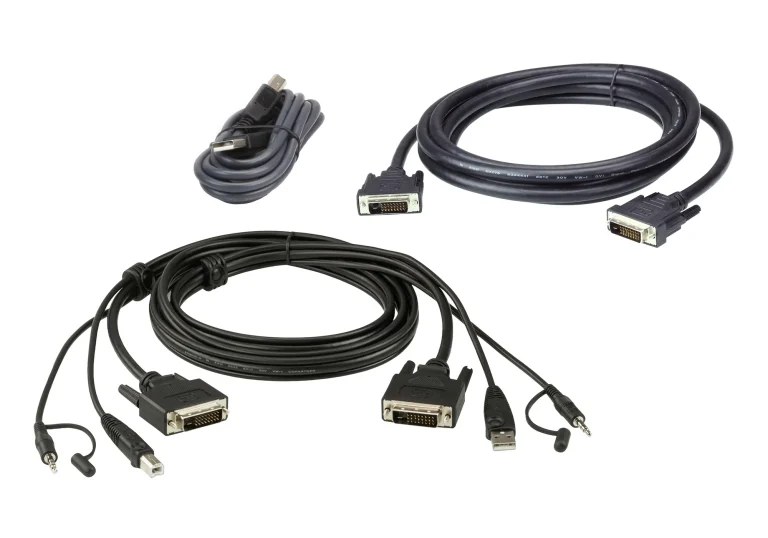 ATEN 1.8M USB DVI-D Dual Link Dual Display Secure KVM Cable Kit - ATEN DVI-D Dual Link Dual Display Secure KVM; 1,8M USB DVI-D Dual Link Dual Display, 1.8 m, DVI-D, Black, USB Type-A/3.5mm/DVI-D, USB Type-B/3.5mm/DVI-D, Male