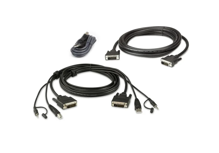 ATEN 1.8M USB DVI-D Dual Link Dual Display Secure KVM Cable Kit - ATEN DVI-D Dual Link Dual Display Secure KVM; 1,8M USB DVI-D Dual Link Dual Display, 1.8 m, DVI-D, Black, USB Type-A/3.5mm/DVI-D, USB Type-B/3.5mm/DVI-D, Male