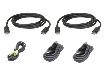 ATEN 1.8M Dual Display DisplayPort Secure KVM Cable Kit - ATEN USB DisplayPort Dual Display Secure KVM; 1,8M USB DisplayPort Dual Display, 1.8 m, USB, USB, DisplayPort, Black, USB Type-A/3.5mm/DisplayPort