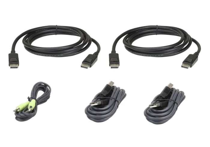 ATEN 1.8M Dual Display DisplayPort Secure KVM Cable Kit - ATEN USB DisplayPort Dual Display Secure KVM; 1,8M USB DisplayPort Dual Display, 1.8 m, USB, USB, DisplayPort, Black, USB Type-A/3.5mm/DisplayPort