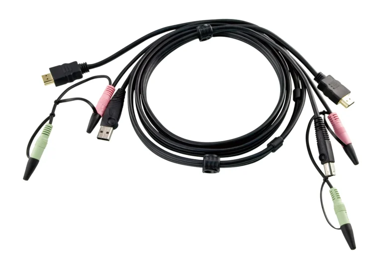 ATEN 1.8M USB HDMI KVM Cable with Audio - ATEN HDMI KVM Cable 1,8m, 1.8 m, HDMI, Black, HDMI, USB A, 2 x 3.5mm, HDMI, USB B, 2 x 3.5mm, Male