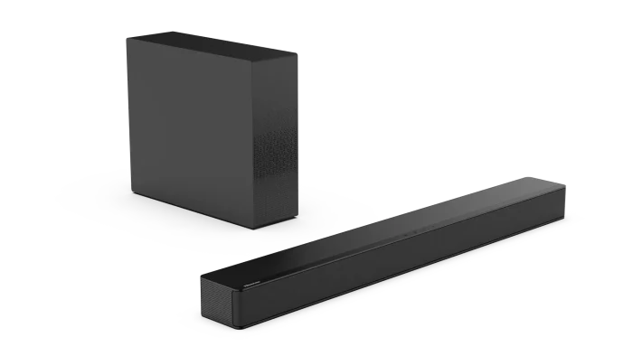 Hisense HS2100 Soundbar; 2.1CH; 240W; Virtual Sound; Bluetooth; 1 xUSB - Hisense HS2100, 2.1 channels, 240 W, DTS Virtual:X, Dolby Digital, Dolby Digital Plus, Movie, Music, TV, 120 W, 120 W