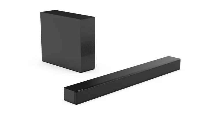 Hisense HS2100 Soundbar; 2.1CH; 240W; Virtual Sound; Bluetooth; 1 xUSB - Hisense HS2100, 2.1 channels, 240 W, DTS Virtual:X, Dolby Digital, Dolby Digital Plus, Movie, Music, TV, 120 W, 120 W