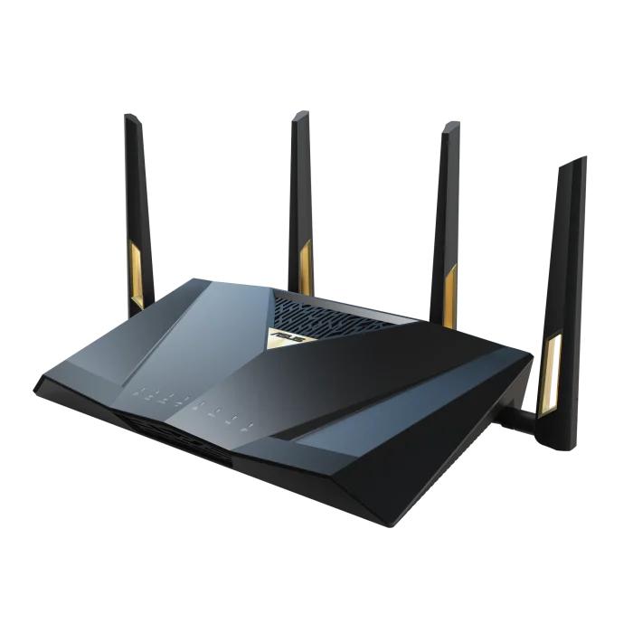 ASUS ROUTER/Expert/Wi-Fi 7/1376+5764 Mbps/2.4GHz 4x4/5GHz 4x4/2xWAN/9xLAN/AiMesh/AiProtection/ - ASUS RT-BE88U, Wi-Fi 7 (802.11be), Dual-band (2.4 GHz / 5 GHz), Ethernet LAN, Black, Grey, Tabletop router