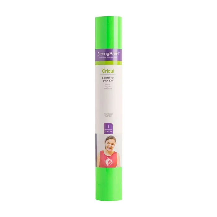 2004450 - Cricut SportFlex Iron-On 11.8x24'' (Neon Green) - Cricut SportFlex Iron-On, Green, Vinyl, Indoor, 609.6 mm, 279.4 mm
