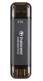 TRANSCEND 2 TB ESD310C USB3.2 TYPE A & C (USB 10Gbps) OTG COMPACT PORTABLE SSD - Read 1050MB/s Write 950 MB/s - Black - Transcend TS2TESD310C, 2 TB, USB Type-A to USB Type-C, 3.2 Gen 2 (3.1 Gen 2), 1050 MB/s, Black