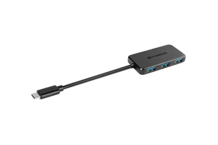 TRANSCEND USB TYPE C 4 PORT USB 3.1 HUB - BUS POWERED - Transcend HUB2C, USB 3.0 (3.1 Gen 1) Type-C, USB 3.2 Gen 1 (3.1 Gen 1) Type-A, 5000 Mbit/s, Black, CE/FCC/BSMI/KC, USB