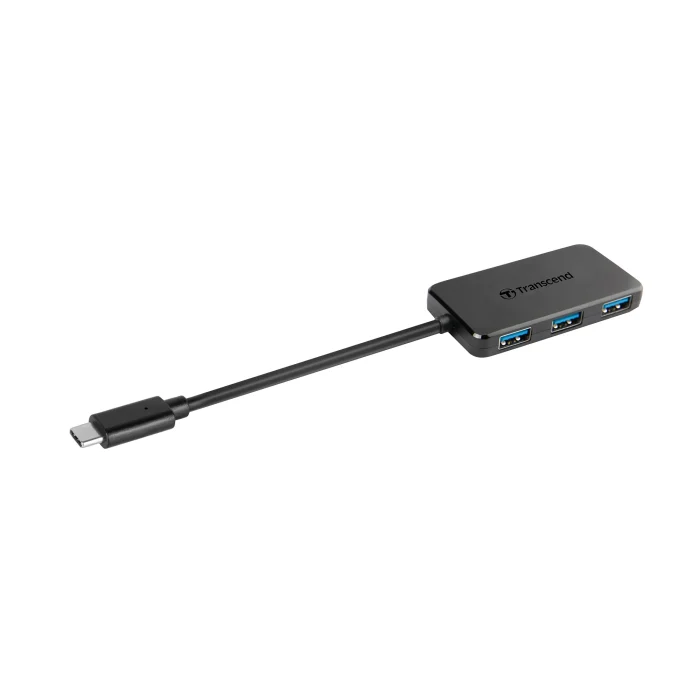 TRANSCEND USB TYPE C 4 PORT USB 3.1 HUB - BUS POWERED - Transcend HUB2C, USB 3.0 (3.1 Gen 1) Type-C, USB 3.2 Gen 1 (3.1 Gen 1) Type-A, 5000 Mbit/s, Black, CE/FCC/BSMI/KC, USB