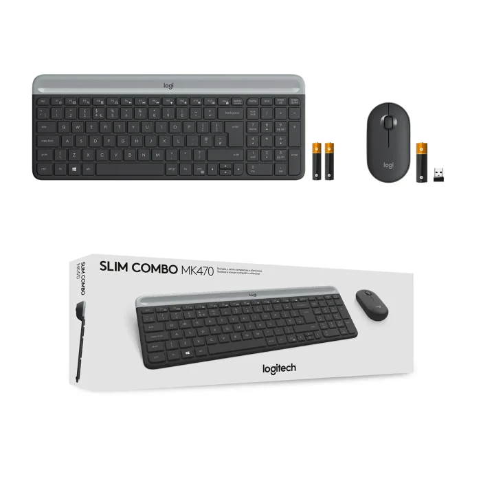 Logitech Wireless Keyboard and Mouse Combo MK470 (GRAPHITE) 2-Year Limited Hardware warranty - Logitech MK470 Slim Combo, Full-size (100%), Wireless, RF Wireless, QWERTY, Graphite, Mouse included