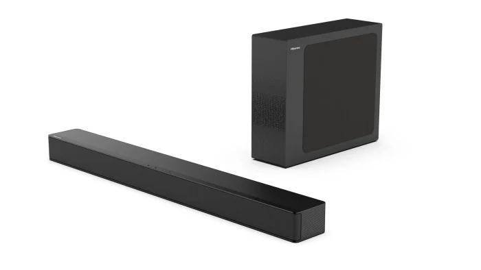 Hisense HS2100 Soundbar; 2.1CH; 240W; Virtual Sound; Bluetooth; 1 xUSB - Hisense HS2100, 2.1 channels, 240 W, DTS Virtual:X, Dolby Digital, Dolby Digital Plus, Movie, Music, TV, 120 W, 120 W