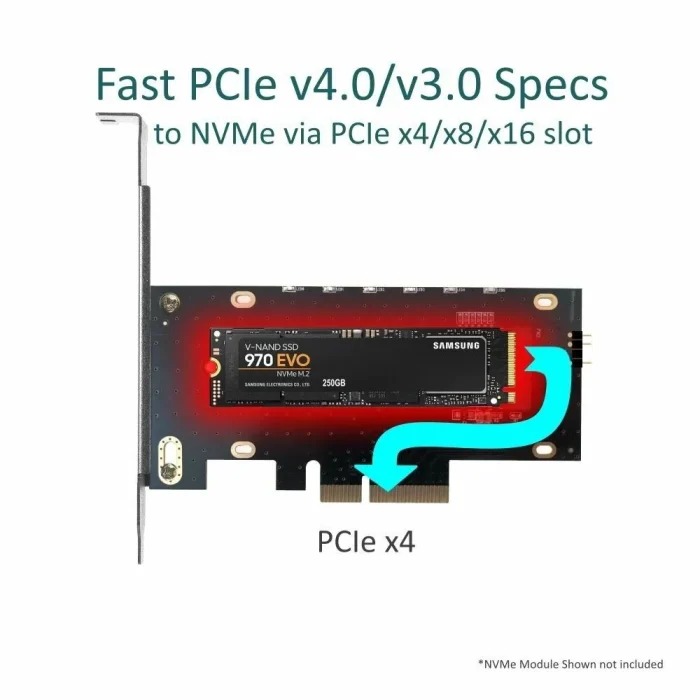 Vantec M.2 NVMe SSD PCIe X4 Adapter with Addressable RGB LED - Vantec UGT-M2PC12-RGB, PCIe, M.2, Black, 0.5 m, Windows 10, Windows 7, Windows 8, Windows 8.1, 120 mm