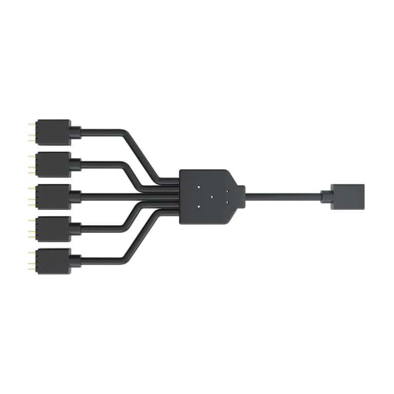Cooler Master ARGB 1-to-5 Splitter Cable - Cooler Master Addressable RGB 1-to-5 Splitter Cable, Motherboard, RGB splitter cable, ASUS, MSI, Gigabyte and Asrock Addressable RGB Motherboards, Black, 3-pin, 5 V