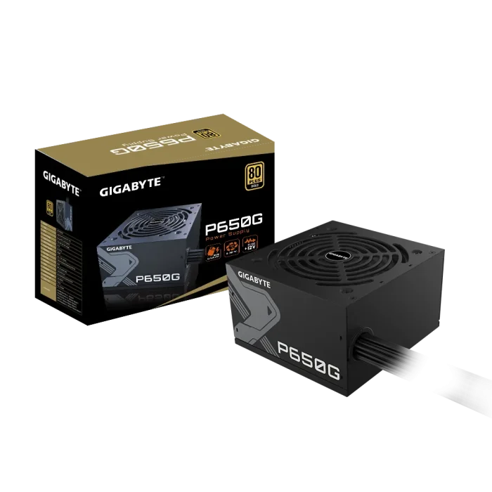 Gigabyte PSU P650B Gold Certified 650W - 3 Year Warranty; 24/20-pin x 1; CPU 4+4-pin x 1; PCI-E 6+2-pin x 2; SATA x 6; Peri x3 - GIGABYTE GP-P650G, 650 W, 100 - 240 V, 12 - 6 A, 12 A, 6 A, Active