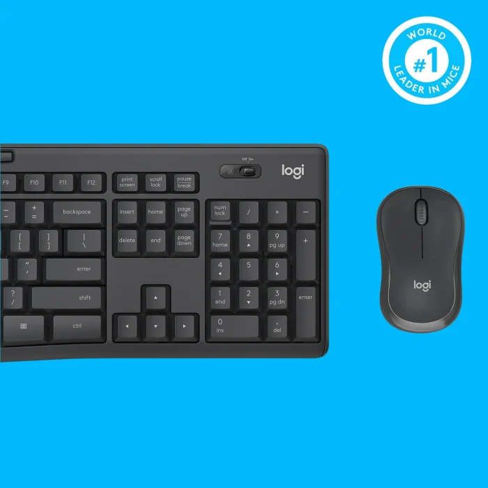 920-009800 - LOGI MK295 Wireless keyboard and mouse Combo Desktop Silent GRAPHITE - Logitech MK295 Silent Wireless Combo, Full-size (100%), USB, QWERTY, Graphite, Mouse included