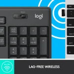 920-009800 - LOGI MK295 Wireless keyboard and mouse Combo Desktop Silent GRAPHITE - Logitech MK295 Silent Wireless Combo, Full-size (100%), USB, QWERTY, Graphite, Mouse included