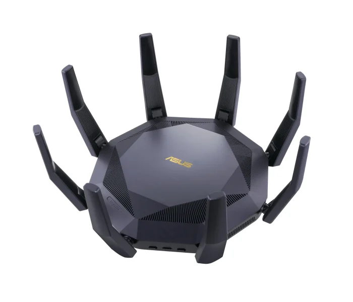 ASUS ROUTER/Gaming/2.4GHz 4x4up to1148Mbps/5GHz 8x8up to 4808Mbps/1xWAN/8xLAN/1xUSB/1xSFP/AiMesh/AiProtection/VPN90IG04J1-BM3010 - ASUS RT-AX89X AX6000 AiMesh, Wi-Fi 6 (802.11ax), Dual-band (2.4 GHz / 5 GHz), Ethernet LAN, 3G, Black, Tabletop router