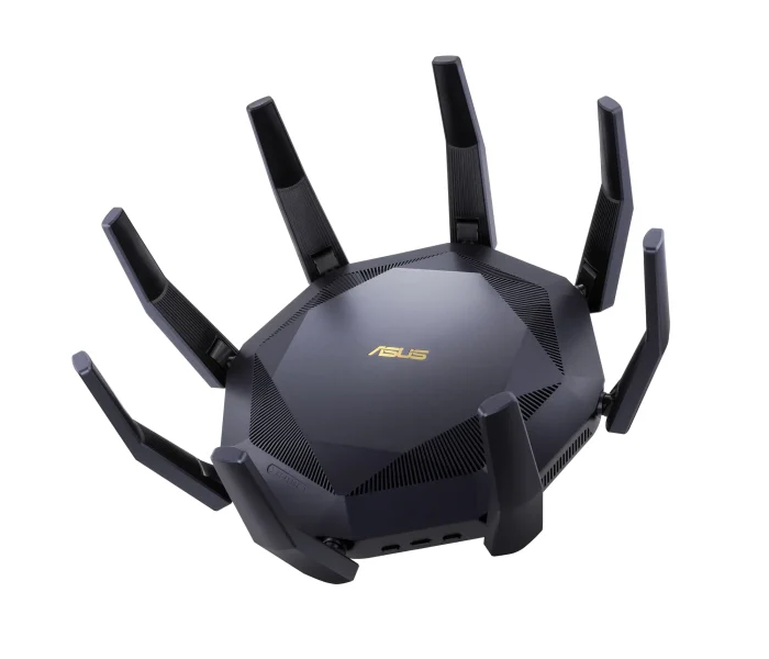 ASUS ROUTER/Gaming/2.4GHz 4x4up to1148Mbps/5GHz 8x8up to 4808Mbps/1xWAN/8xLAN/1xUSB/1xSFP/AiMesh/AiProtection/VPN90IG04J1-BM3010 - ASUS RT-AX89X AX6000 AiMesh, Wi-Fi 6 (802.11ax), Dual-band (2.4 GHz / 5 GHz), Ethernet LAN, 3G, Black, Tabletop router