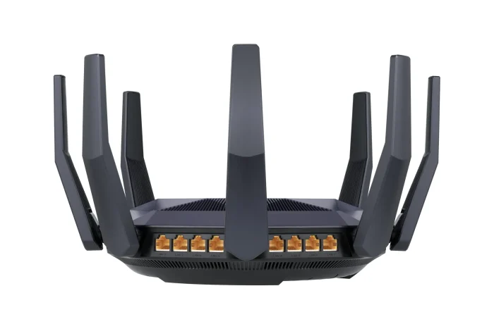 ASUS ROUTER/Gaming/2.4GHz 4x4up to1148Mbps/5GHz 8x8up to 4808Mbps/1xWAN/8xLAN/1xUSB/1xSFP/AiMesh/AiProtection/VPN90IG04J1-BM3010 - ASUS RT-AX89X AX6000 AiMesh, Wi-Fi 6 (802.11ax), Dual-band (2.4 GHz / 5 GHz), Ethernet LAN, 3G, Black, Tabletop router