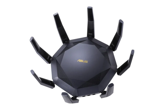 ASUS ROUTER/Gaming/2.4GHz 4x4up to1148Mbps/5GHz 8x8up to 4808Mbps/1xWAN/8xLAN/1xUSB/1xSFP/AiMesh/AiProtection/VPN90IG04J1-BM3010 - ASUS RT-AX89X AX6000 AiMesh, Wi-Fi 6 (802.11ax), Dual-band (2.4 GHz / 5 GHz), Ethernet LAN, 3G, Black, Tabletop router