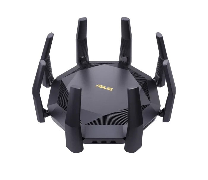 ASUS ROUTER/Gaming/2.4GHz 4x4up to1148Mbps/5GHz 8x8up to 4808Mbps/1xWAN/8xLAN/1xUSB/1xSFP/AiMesh/AiProtection/VPN90IG04J1-BM3010 - ASUS RT-AX89X AX6000 AiMesh, Wi-Fi 6 (802.11ax), Dual-band (2.4 GHz / 5 GHz), Ethernet LAN, 3G, Black, Tabletop router