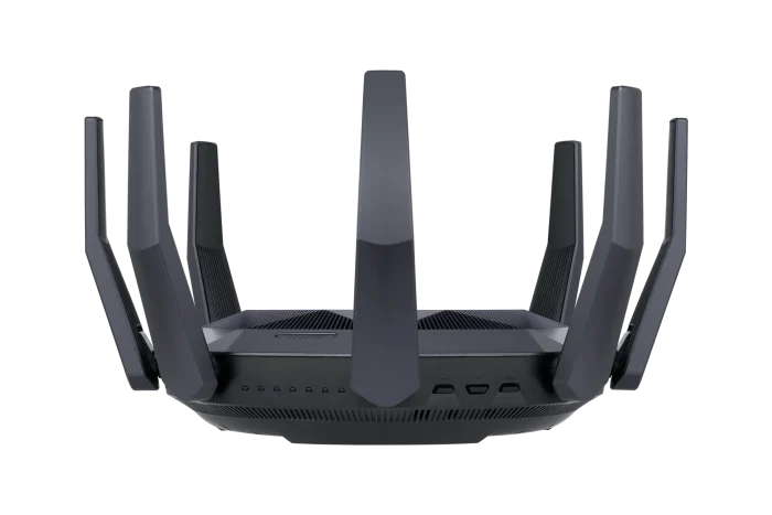 ASUS ROUTER/Gaming/2.4GHz 4x4up to1148Mbps/5GHz 8x8up to 4808Mbps/1xWAN/8xLAN/1xUSB/1xSFP/AiMesh/AiProtection/VPN90IG04J1-BM3010 - ASUS RT-AX89X AX6000 AiMesh, Wi-Fi 6 (802.11ax), Dual-band (2.4 GHz / 5 GHz), Ethernet LAN, 3G, Black, Tabletop router
