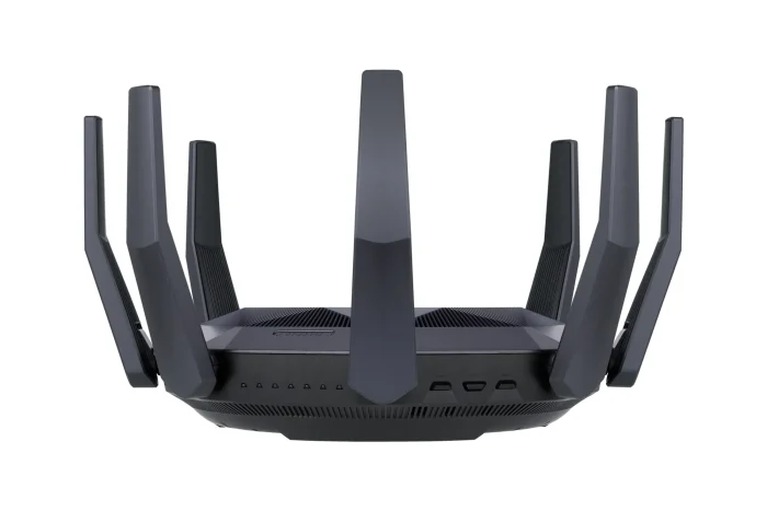 ASUS ROUTER/Gaming/2.4GHz 4x4up to1148Mbps/5GHz 8x8up to 4808Mbps/1xWAN/8xLAN/1xUSB/1xSFP/AiMesh/AiProtection/VPN90IG04J1-BM3010 - ASUS RT-AX89X AX6000 AiMesh, Wi-Fi 6 (802.11ax), Dual-band (2.4 GHz / 5 GHz), Ethernet LAN, 3G, Black, Tabletop router