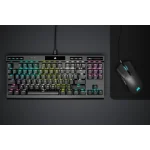 Corsair K70 RGB TKL Mechanical Gaming Keyboard; Backlit RGB LED; Cherry MX Speed Keyswitches; Black - Corsair K70 RGB TKL, Wired, USB, Mechanical, QWERTY, RGB LED, Black