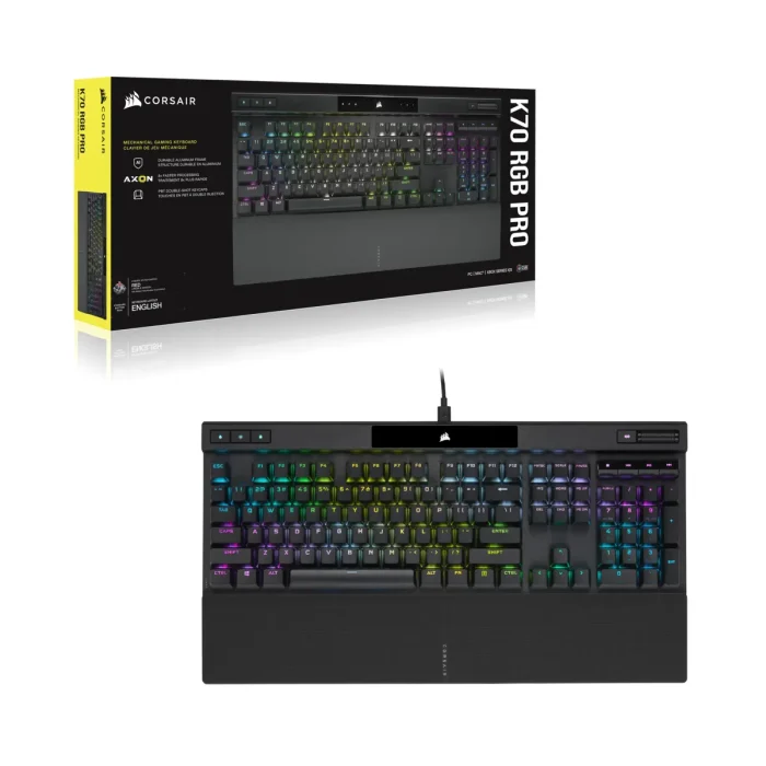 Corsair K70 RGB PRO Mechanical Gaming Keyboard - CHERRY MX Brown Keyswitches - Black - Corsair K70 RGB PRO Mechanical Gaming Keyboard with PBT DOUBLE SHOT PRO Keycaps — CHERRY MX Brown, Full-size (100%), USB, Mechanical, QWERTY, RGB LED, Black