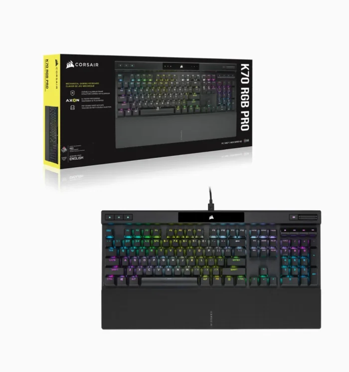 Corsair K70 RGB PRO Mechanical Gaming Keyboard - CHERRY MX SPEED Silver Keyswitches - Black - Corsair K70 RGB PRO, Full-size (100%), USB, Mechanical, QWERTY, RGB LED, Black