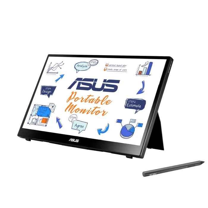 ASUS ZenScreen Ink|MB14AHD portable monitor | 14'' |FHD (1920 x 1080) | IPS | 10-point touch | Stylus Pen | USB-C® | Micro HDMI - ASUS MB14AHD, 35.6 cm (14"), 1920 x 1080 pixels, Full HD, LCD, 5 ms, Black