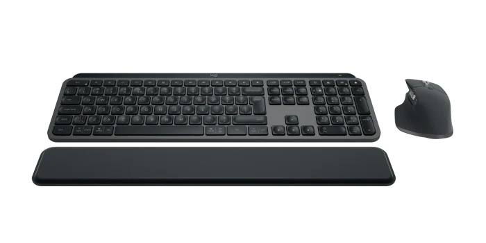 920-011614- Logitech MX Keys S Perfomance Combo: MX Master 3S; MX Keys S & MX Palm Rest- GRAPHITE - Logitech MX Keys S Combo, Wireless, RF Wireless + Bluetooth, Scissor key switch, QWERTY, LED, Graphite