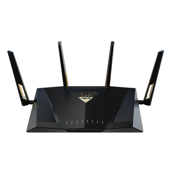 ASUS ROUTER/Expert/Wi-Fi 7/1376+5764 Mbps/2.4GHz 4x4/5GHz 4x4/2xWAN/9xLAN/AiMesh/AiProtection/ - ASUS RT-BE88U, Wi-Fi 7 (802.11be), Dual-band (2.4 GHz / 5 GHz), Ethernet LAN, Black, Grey, Tabletop router