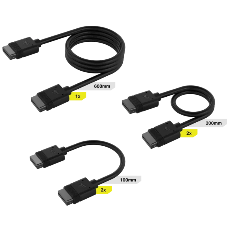 Corsair iCUE LINK Cable Kit with Straight connectors; Black - Corsair CL-9011118-WW, Black, Male, Male, 3 pc(s)