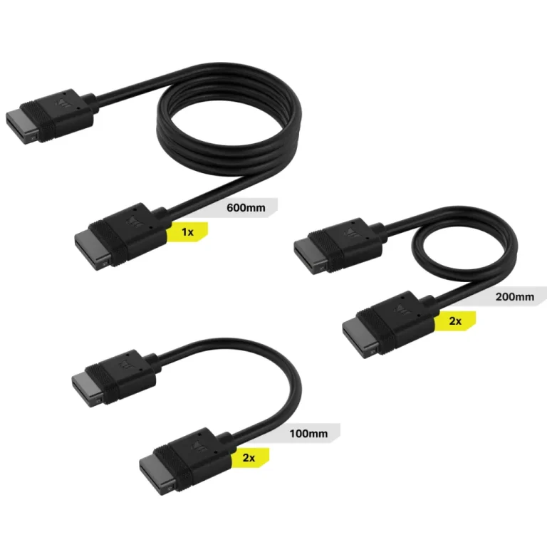 Corsair iCUE LINK Cable Kit with Straight connectors; Black - Corsair CL-9011118-WW, Black, Male, Male, 3 pc(s)