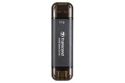 TRANSCEND 1 TB ESD310C USB3.2 TYPE A & C (USB 10Gbps) OTG COMPACT PORTABLE SSD  - Read 1050MB/s Write 950 MB/s - Black - Transcend ESD310C, 1 TB, USB Type-A to USB Type-C, USB 3.2 Gen 2x2, 1050 MB/s, Black