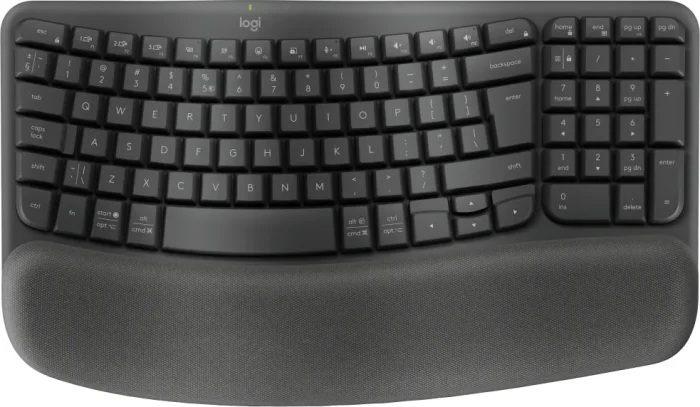 920-012304 - LOGI Wave Keys Wireless Ergonomic Keyboard - Logitech Wave Keys, Full-size (100%), RF Wireless + Bluetooth, Membrane, QWERTY, Graphite