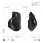 920-011614- Logitech MX Keys S Perfomance Combo: MX Master 3S; MX Keys S & MX Palm Rest- GRAPHITE - Logitech MX Keys S Combo, Wireless, RF Wireless + Bluetooth, Scissor key switch, QWERTY, LED, Graphite
