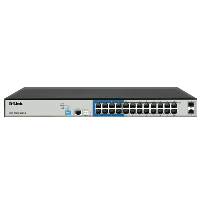 24 PoE 10/100/1000 ports + 2 Gigabit SFP ports Long Range Smart Switch 250W total POE budget; Max distance of 250m - 24 PoE 10/100/1000 ports + 2 Gigabit SFP ports Long Range Sm