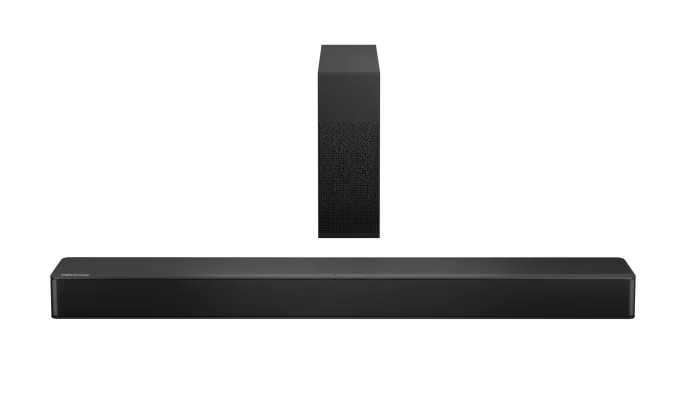 Hisense HS2100 Soundbar; 2.1CH; 240W; Virtual Sound; Bluetooth; 1 xUSB - Hisense HS2100, 2.1 channels, 240 W, DTS Virtual:X, Dolby Digital, Dolby Digital Plus, Movie, Music, TV, 120 W, 120 W