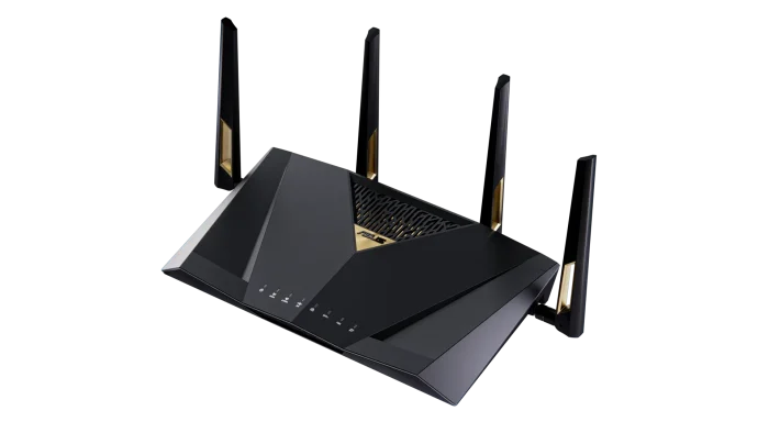 ASUS ROUTER/Expert/Wi-Fi 7/1376+5764 Mbps/2.4GHz 4x4/5GHz 4x4/2xWAN/9xLAN/AiMesh/AiProtection/ - ASUS RT-BE88U, Wi-Fi 7 (802.11be), Dual-band (2.4 GHz / 5 GHz), Ethernet LAN, Black, Grey, Tabletop router