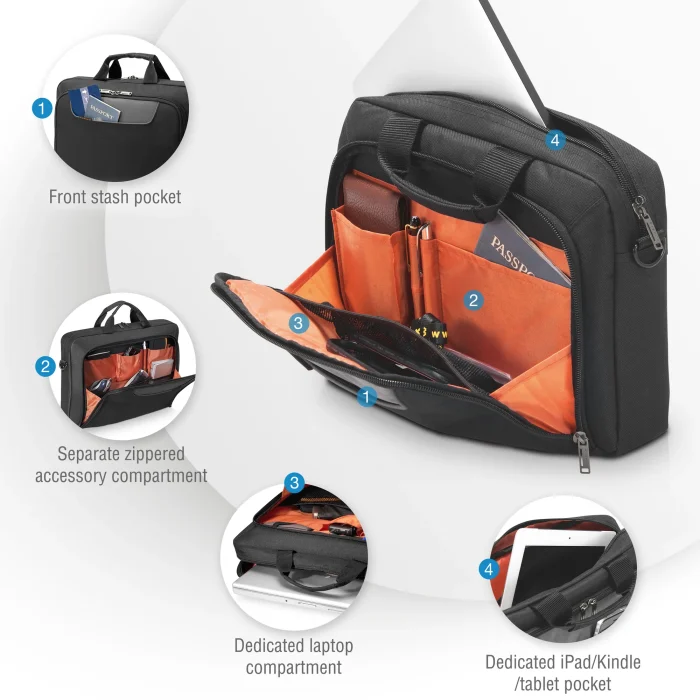 EVERKI EKB407NCH11 ADVANCE 11.6'' NETBOOK/ULTRABOOK BRIEFCASE - Everki Advance, Messenger case, Universal, iPad, 29.5 cm (11.6"), 950 g, Black