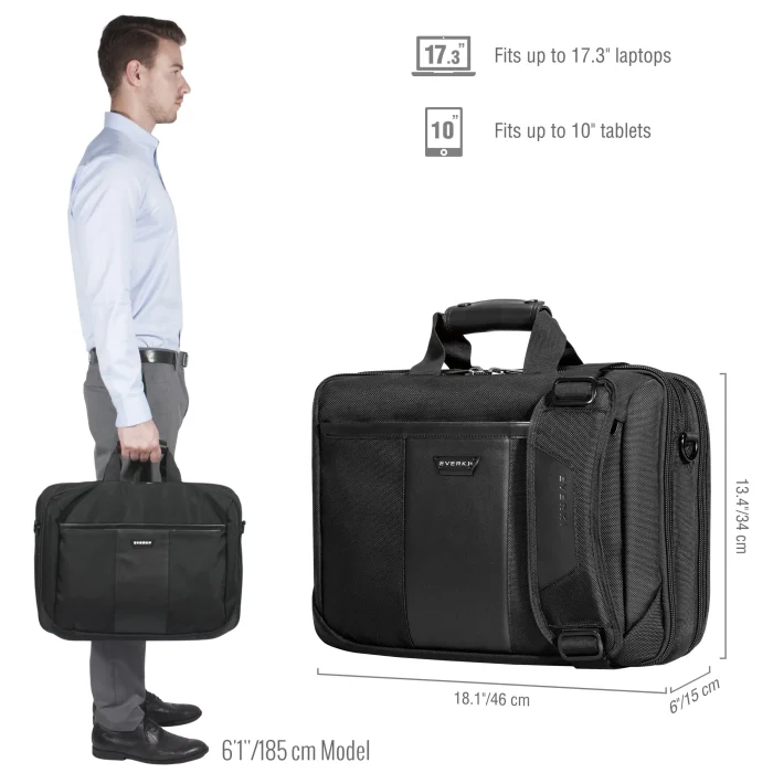 EVERKI EKB427BK17 VERSA 17.3'' LAPTOP BRIEFCASE BAG - Everki EKB427BK17, Briefcase, 43.9 cm (17.3"), Shoulder strap, 2.48 kg